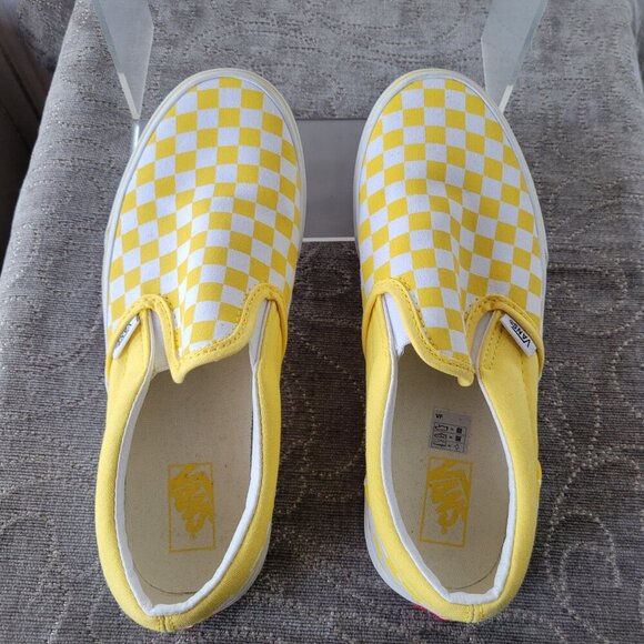 VANS Checkerboard Yellow Slip-On Sneakers – Kids 6.0 - Picture 3 of 11